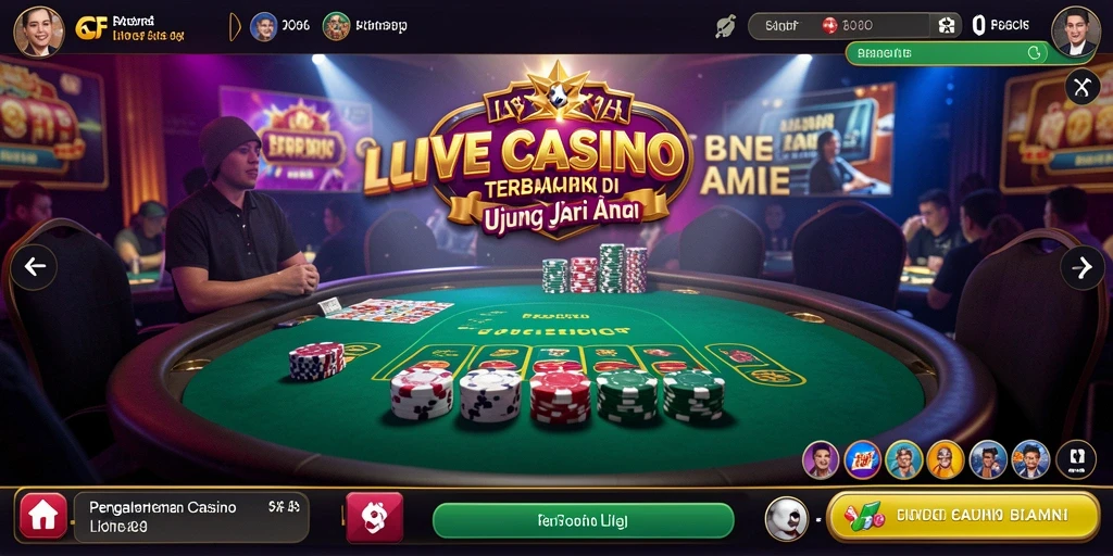 Screenshot 6CF menampilkan dealer cantik dalam permainan Live Casino.