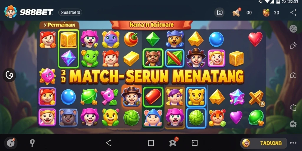Tampilan menawan dari gameplay Match-3 988BET yang mengasyikkan.