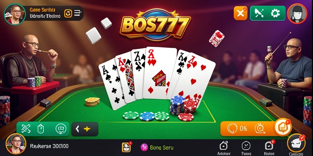 Menampilkan gameplay seru dalam permainan Domino BOS777.