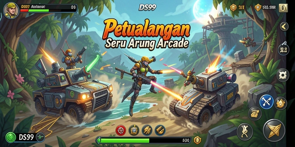 Tangkapan layar gameplay dari DS99 yang menampilkan aksi seru.
