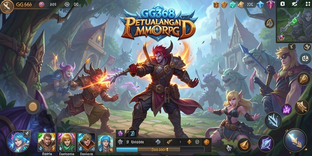 Screenshot utama GG368 menunjukkan aksi seru dalam permainan MMORPG.