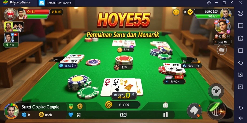 Screenshot HOYE55 menampilkan aksi seru permainan Gaple.