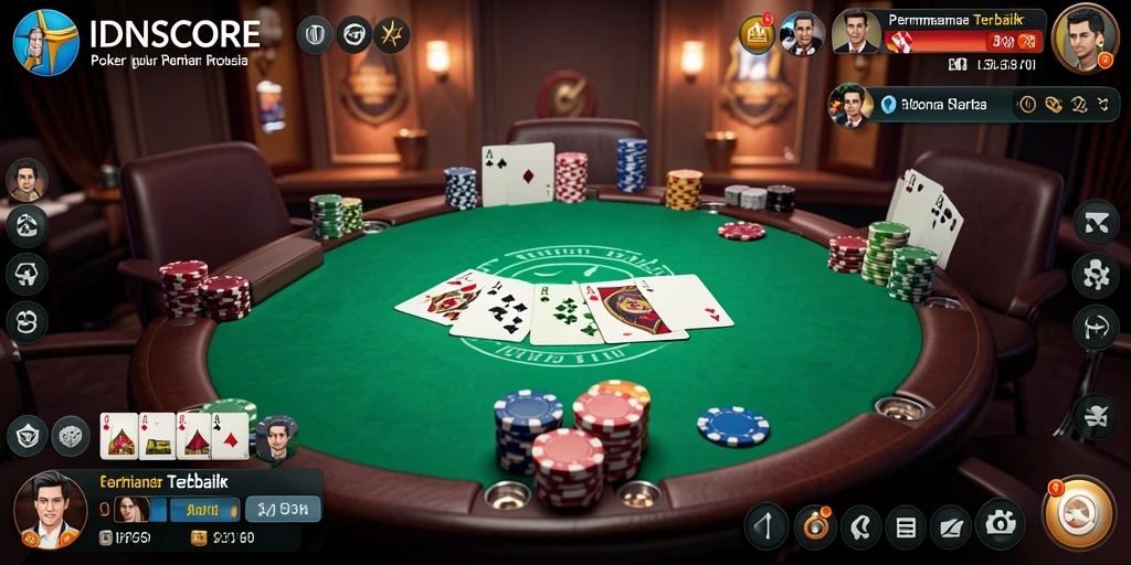 Tampilan screenshot menunjukkan momen seru saat bermain Poker di IDNSCORE.