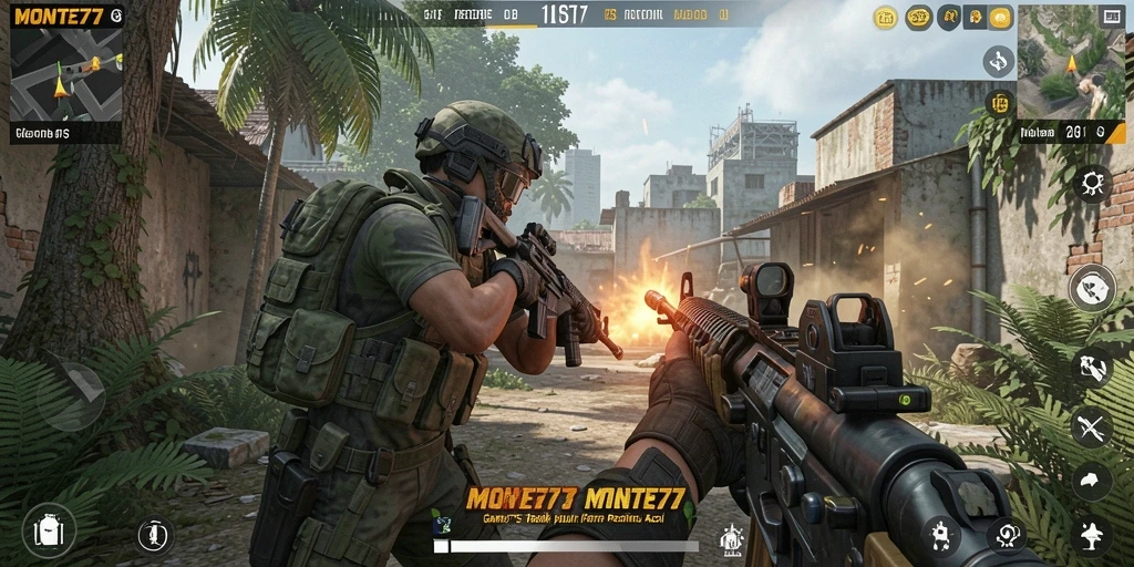 Screenshot gameplay MONTE77 yang menegangkan saat bertempur di arena.