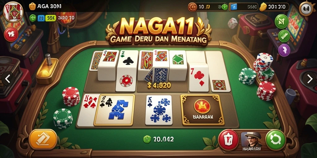Tangkapan layar gameplay NAGA11 dengan aksi seru permainan domino.