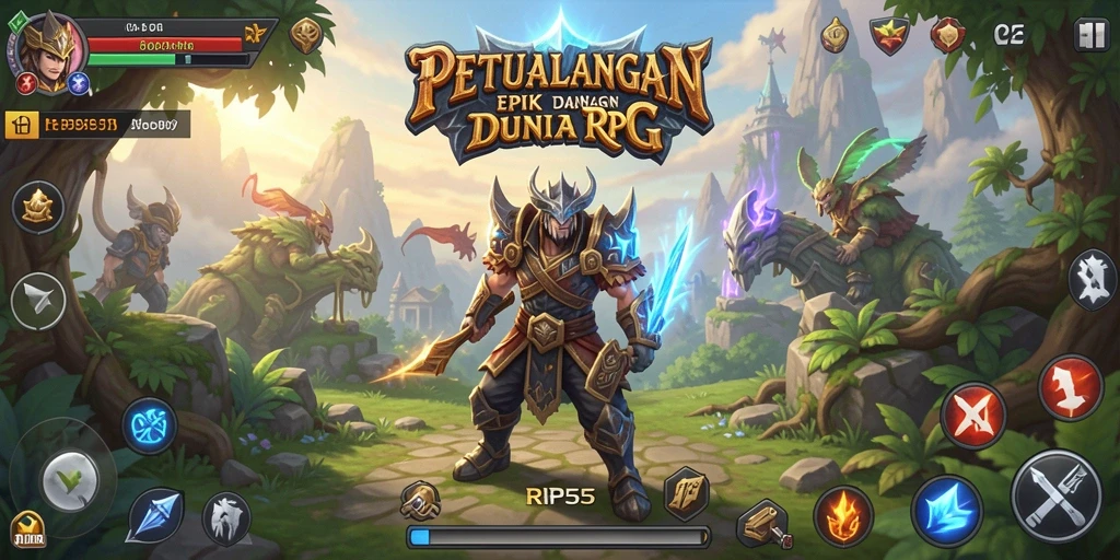 Tampilan gameplay seru dalam RP55 dengan karakter beraksi di medan pertempuran.