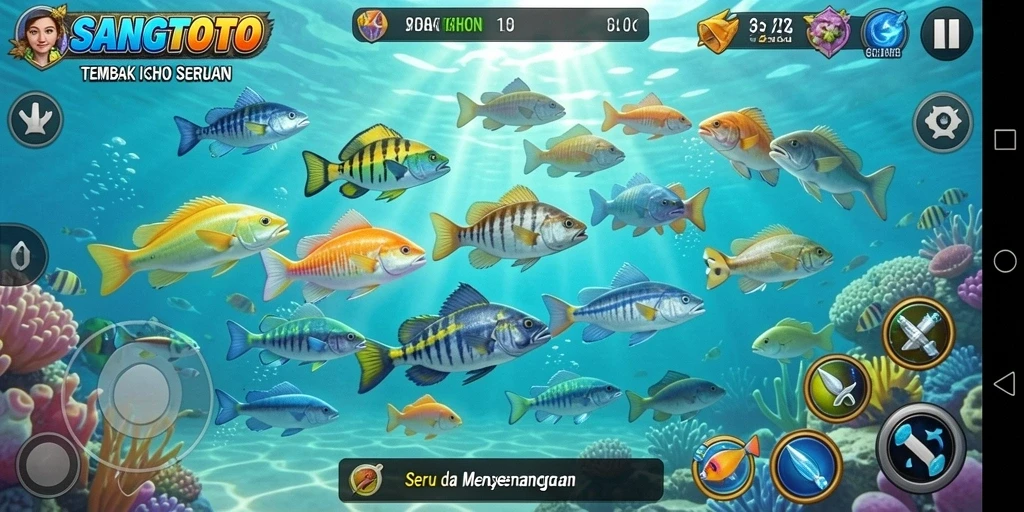 Gameplay SANGTOTO yang seru dengan aksi menembak ikan.