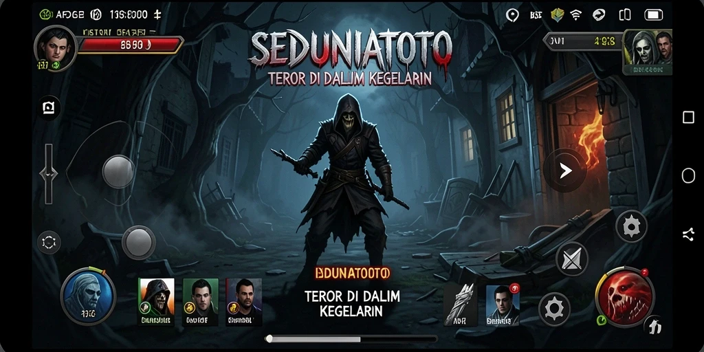 Tangkapan layar utama menunjukkan momen menyeramkan dari SEDUNIATOTO.